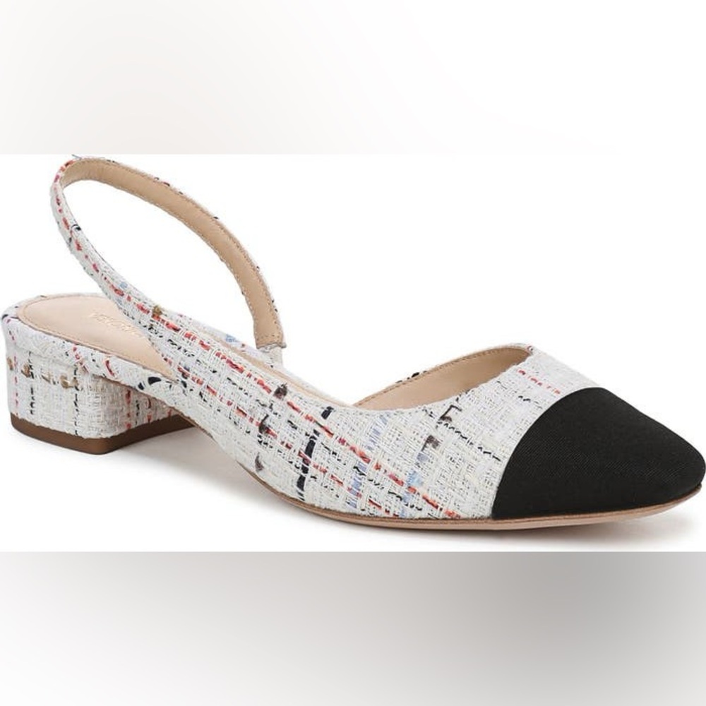 Veronica Beard Cecile Half d'Orsay Slingback Pump Multi White Tweed 9.5 - Picture 5 of 5